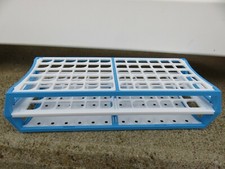 LOT of SIX (6) BLUE & WHITE TEST TUBE RACKS (Plastic, Each Holds 60 Tubes)