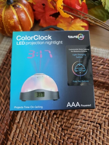 Tzumi AuraLED Projection Nightlight COLOR CLOCK Battery Operated *NEW* - Picture 1 of 3
