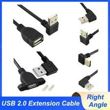 USB 2.0 Extension Cable A Male to A Female Right Angle Extender Lead With Base