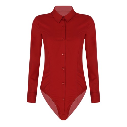 Damen Hemd Body Langarmshirt Bluse Business Bodybluse OL Hemdbluse Unterwäsche - Picture 42 of 47