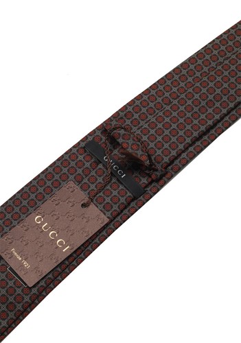 New Gucci Gray / Brownish Patterned Tie - Picture 2 of 2