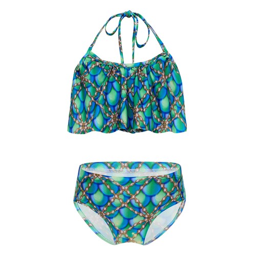 Girls Playwear Shiny Swimwear Colorful Swimsuit Water Wetsuit Youth Top Panties - Picture 7 of 68