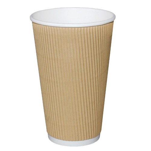 Fiesta Recyclable Hot Cup Ripple Wall Kraft 16oz (Box 500) - Picture 3 of 10
