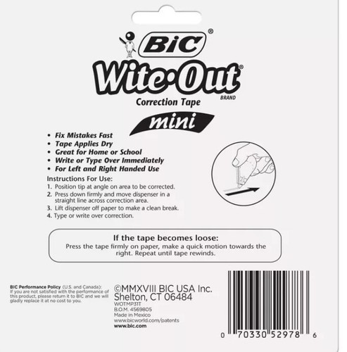 BIC Wite-Out Brand Mini Correction Tape White Out 3Ct - Picture 6 of 6
