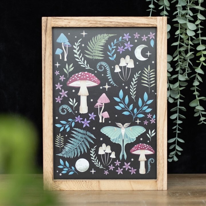 Dark Forest Enchanted Mushroom Framed Wall Print. Fantasy Fairy Tale Print.