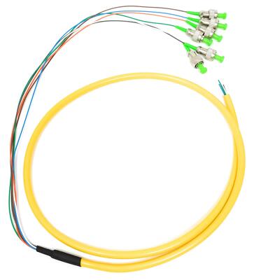 6 Strand Singlemode 9/125 FC-APC Fiber Pigtail, 1M for Splice