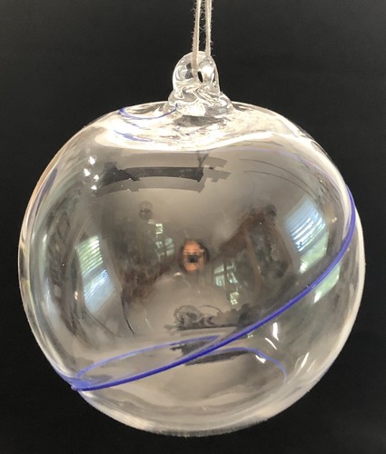 Pair Vintage Boda Line Handmade by Kosta Boda AB, Blue & White Glass Ornaments - Picture 2 of 9