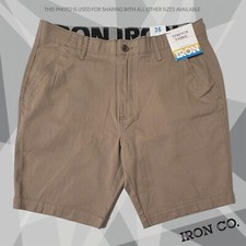 New IRON CO. Men's Stretch Waist Flat Front Shorts I435801 Buck
