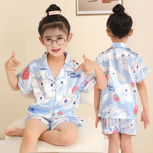 My Melody Kuromi Cinnamoroll Summer Ice Silk Pajamas Thin Homewear set kids - Picture 28 of 36