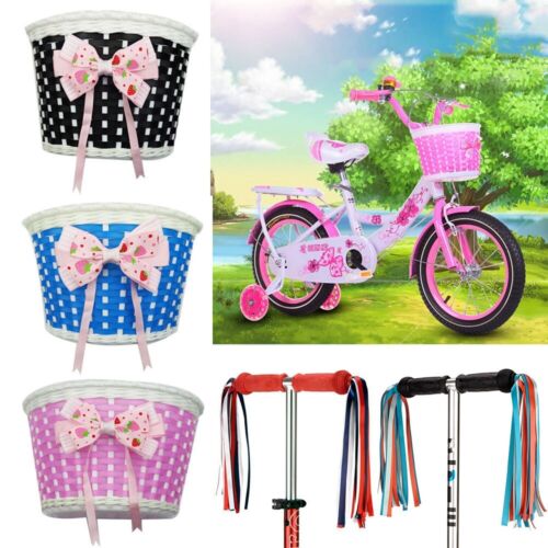 Basket Bike Front Carrier Children Bicycle Storage Hanging Retro Tassels - Picture 1 of 23