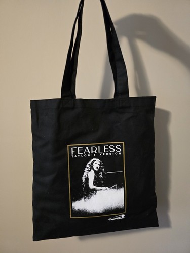 Brand New Taylor Swift Fearless Version Black Canvas Tote Bag Capital One Promo - Picture 1 of 3