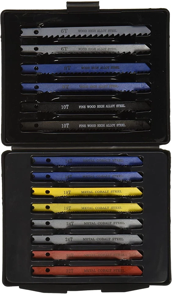 VCT 14pc Jig Saw Sabre Blades Set Metal Steel Wood Blade Jigsaw Drywall tools