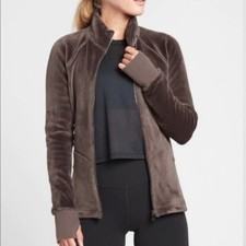 Athleta Cloud Fleece Dark Brown Full Zip Athletic Jacket M