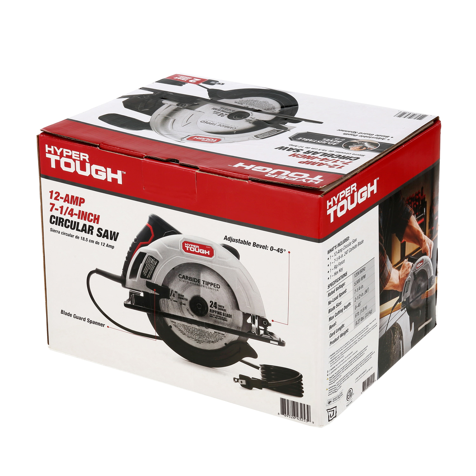 12 Amp Corded 7-1/4 inch Circular Saw with Steel Plate Shoe, Adjusta