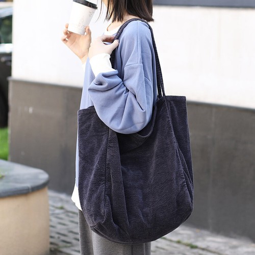 Damen Cord Beuteltasche Umhängetasche Schulter Handtasche große Kapazität Einkaufstasche - Bild 14 von 20