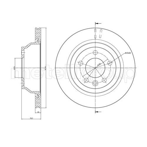 Discofreno Metelli 23-0849C per VW Assale Posteriore