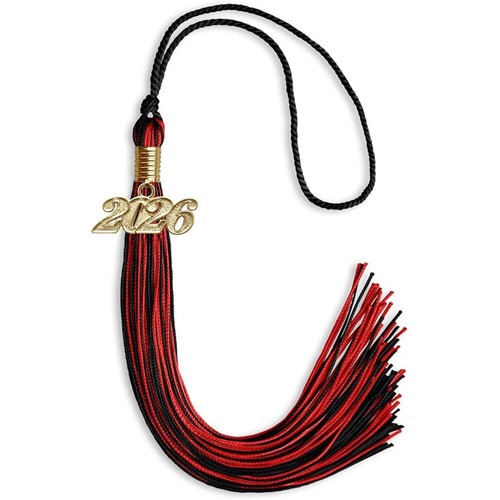 Endea Graduation Black/Red Mixed Color Tassel With Gold Date Drop - Picture 16 of 21