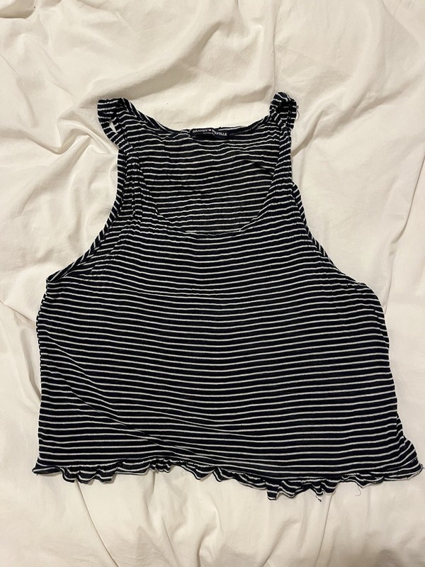 Brandy Melville, Navy Blue Striped Crop Top one size