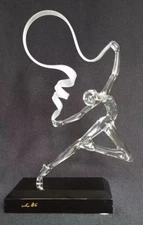 Vintage 1983 MILON TOWNSEND ART GLASS Sculpture Ballet DANCER with Ribbon