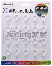 WHITE HOOKS PACK Cup SCREW IN Plastic Coated SHOULDERED Kitchen Mug Ceiling Peg