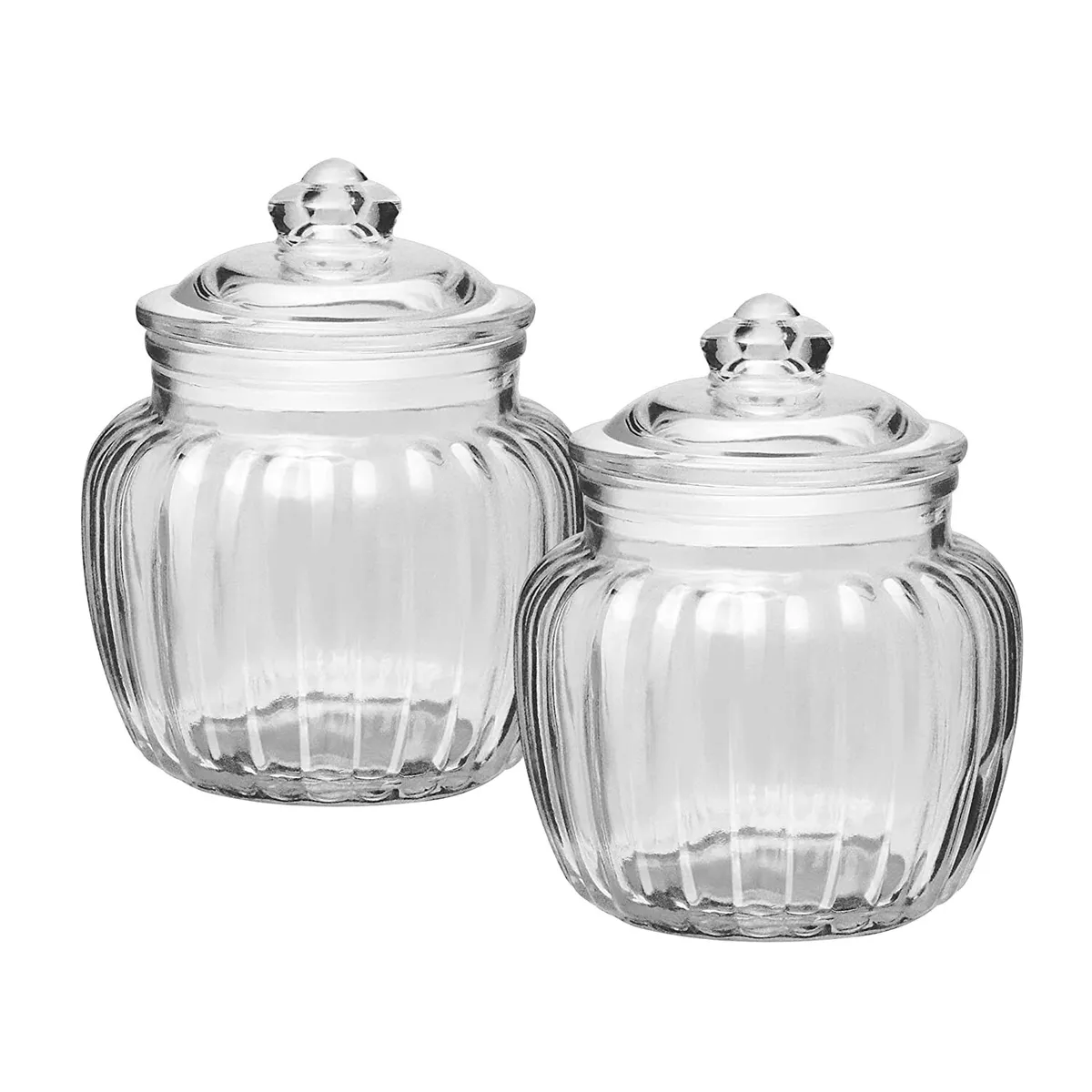 Grey Glass Decorative Jar Set Of 2