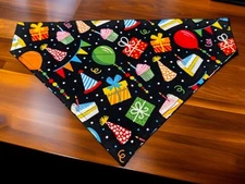 Dog Bandana Birthday Party Celebration Over the Collar Design Slide On Bandanna