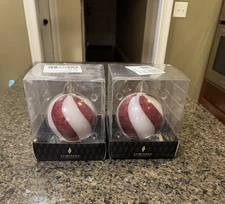 LUMINARA Candy Cane Glitter Swirl Flameless Sphere Candle (1) - NEW