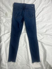 Mother Womens The Looker Ankle Fray Stretch Jeans Size 28 Home Movies Blue USA