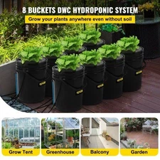 DWC Hydroponic System  5 Gallon 8 Buckets  Deep Water Culture Growing Bucket
