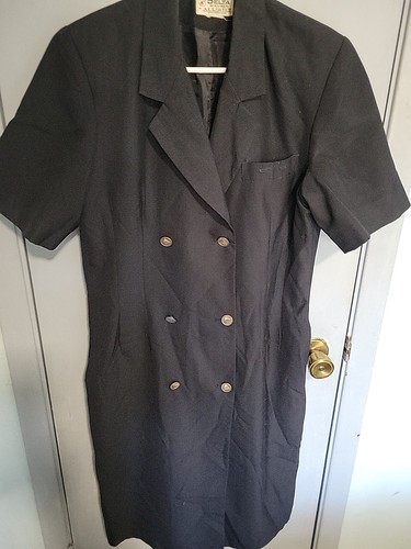 Delta Flight Attendant Size 12 Dress Black Double Buttons All-bilt  - Picture 1 of 11
