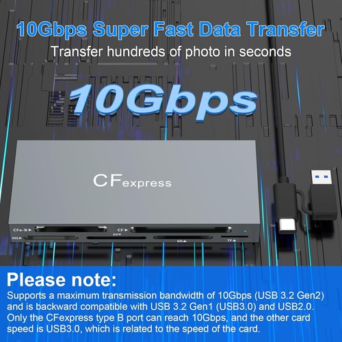 CFexpress Type B Card Reader, 6-in-1 USB 3.2 10Gbps CR353 - Afbeelding 3 van 8