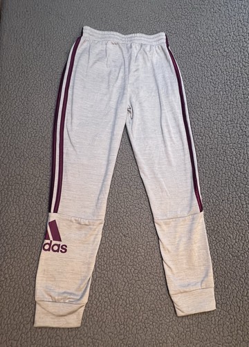 Pantalones deportivos Adidas 3 rayas niñas talla 14 gris y rosa - Imagen 8 de 9
