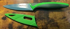 Zyliss Stainless Steel Inox Paring Knife 3.25” Blade W/Sheath Green Easy Grip