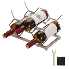 Image of 11"x7"x6.7" Wine Racks Countertop Wine Organizer Rose Golden