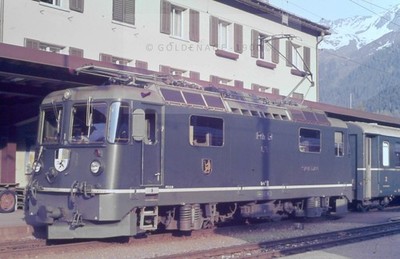 org Dia SBB RhB Ge 4/4 II 619 ''Samedan'' in Klosters 26.05.1986 (10026