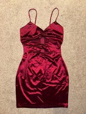 Women’s Windsor Red Silk Twisted Bust Mini Dress. Size S