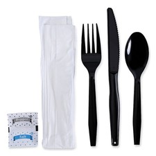 Boardwalk FKTNSMWPSBLA Fork/Knife/Napkin/Pepper/Salt/Spoon Kit 250/CT New