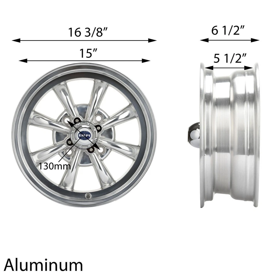 VW 1966-1979 GT 8 radios pulidos 15 x 5,5 rueda refrigerada por aire 4x130 mm Foto 4 de 4