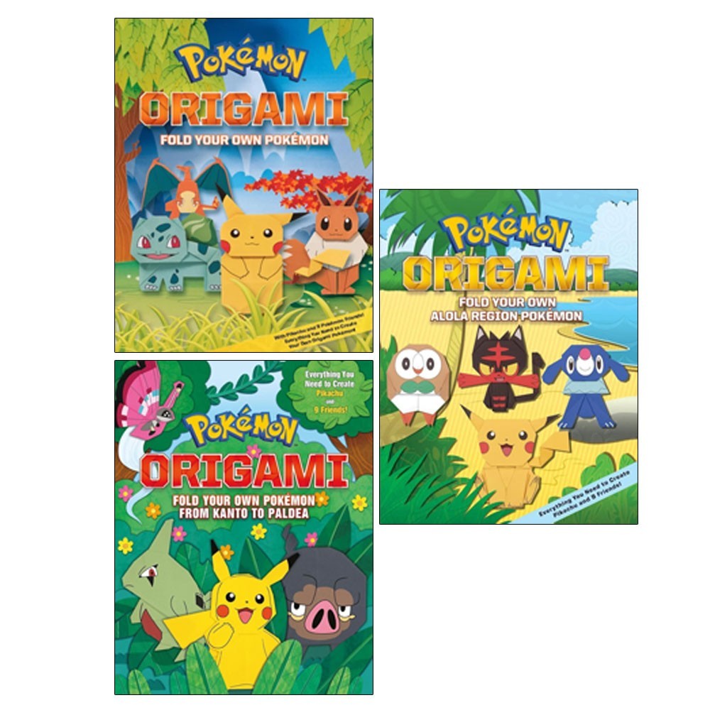 Pokemon Origami Fold Your Own Pokemon 3 Activity Books Set Kanto to Paldea - Image 2