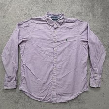 Ralph Lauren Shirt Mens XL Purple White Striped Classic Fit Button Down Cotton