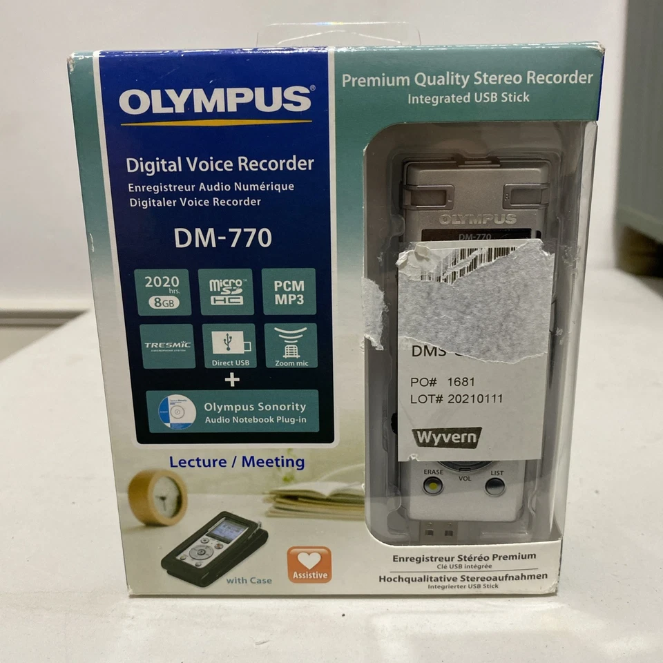 Olympus DM‑770 Digital Voice 8GB Lecture/Meeting Recorder *New Opened* - Image 2 of 4