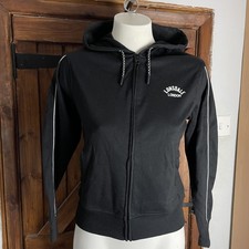 Felpa donna Lonsdale nera full zip cropped con cappuccio taglia XS nuova con etichetta