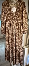 Bnwt Ladies Brown Rusttydustty Modern Bohemian Maxi Dress Xxl Up To A Size 20