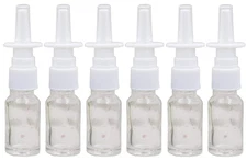 6PCS 10Ml/0.34Oz Empty Glass Refillable Nasal Spray Bottles Fine Mist Sprayers M