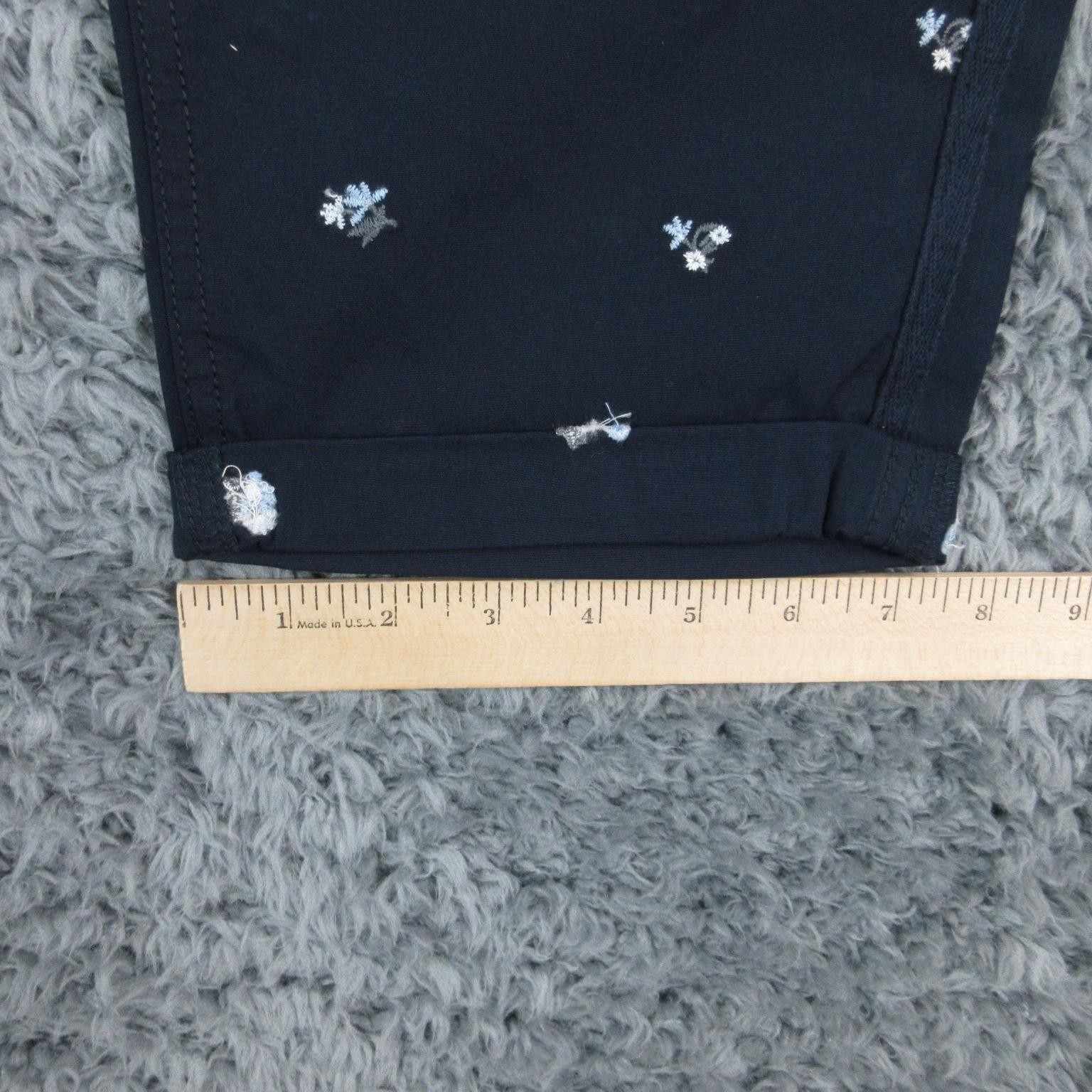 Style & Co Twill Tape Pant Womens Large Blue Cropped Straight Floral 33x25* NWT