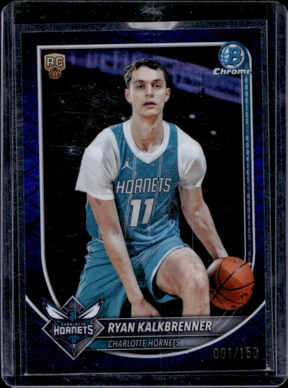 2025-26 Bowman Ryan Kalkbrenner Chrome RC Reptilian Blue Refractor #/150 Hornets