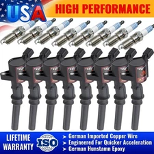 Pack Of 8 Ignition Coil and Spark Plug For Ford F-150 Lincoln 4.6L 5.4L V8 DG508