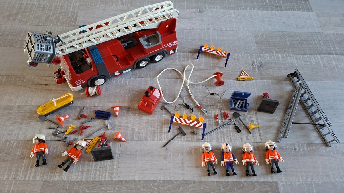 PLAYMOBIL VINTAGE POMPIER camion grande échelle tuyau cloche set 3236-B de 1978 EUR 45,00