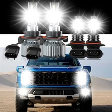 For 2004-14 Ford F150 LED Headlights Hi/Lo+Fog Light 4 Bulbs H13 H10 Kit 10000K