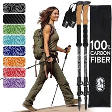 Hiker Hunger Carbon Fiber Trekking Poles | Collapsible Walking Sticks for Tra...
